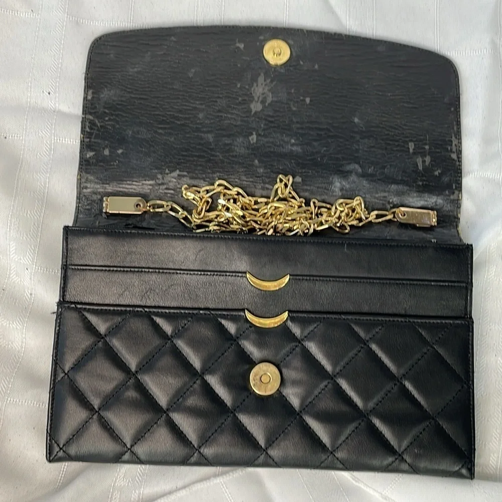 Givenchy Black Quilted Leather Flat Clutch Flap Bag on Chain Small Night Out - Picture 17 of 17